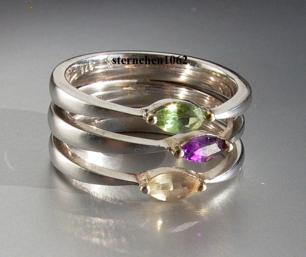 Einzelstück * Ring * 925 Silber * 585 Gold * Amethyst * Peridot * Citrin