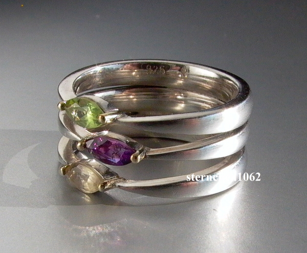 Einzelstück * Ring * 925 Silber * 585 Gold * Amethyst * Peridot * Citrin