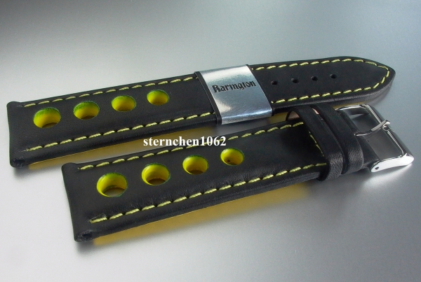 Barington * Leather watch strap * Racing * black/yellow * 22 mm