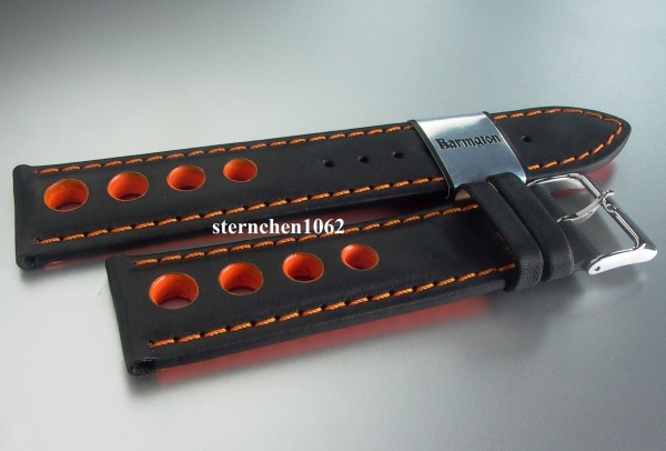 Barington * Leather watch strap * Racing * black/orange * 22 mm