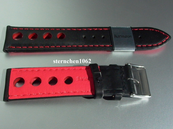 Barington * Lederband für Uhren * Uhrenarmband * Racing * schwarz/rot * 20 mm