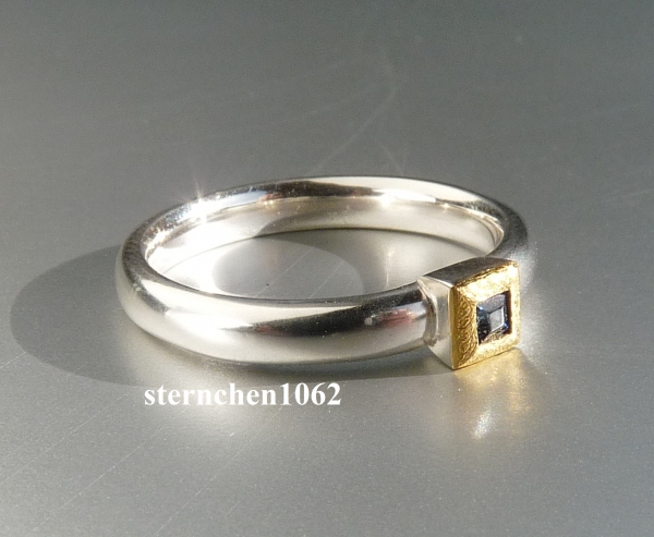 Unique piece * Ring * 925 silver * 24 ct gold * Safir Carrèe