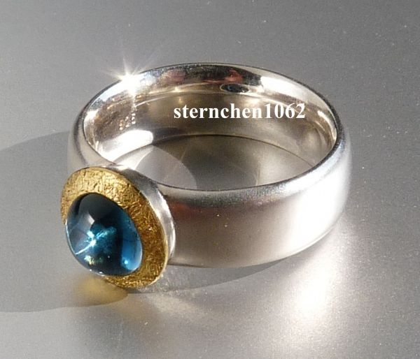 Unique * Ring * 925 Silver * 24 ct Gold * Indigolite