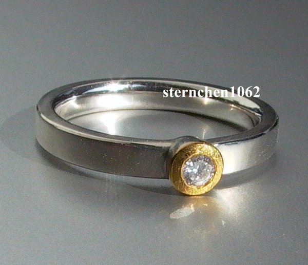Ring * 925 Silver * 24 ct. Gold * Brillant