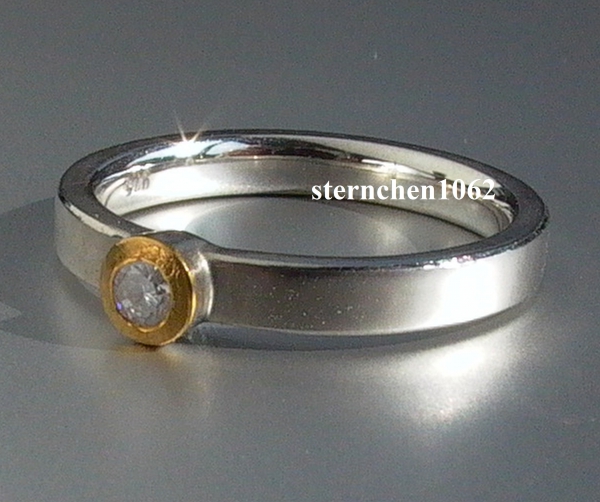 Ring * 925 Silber * 24 ct. Gold * Brillant
