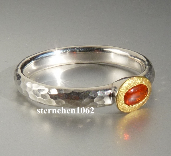 Einzelstück * Ring * 925 Silber * 24 ct Gold * Feueropal