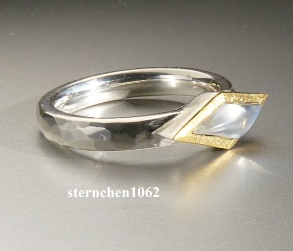 Einzelstück * Ring * 925 Silber * 24 ct Gold * Mondstein