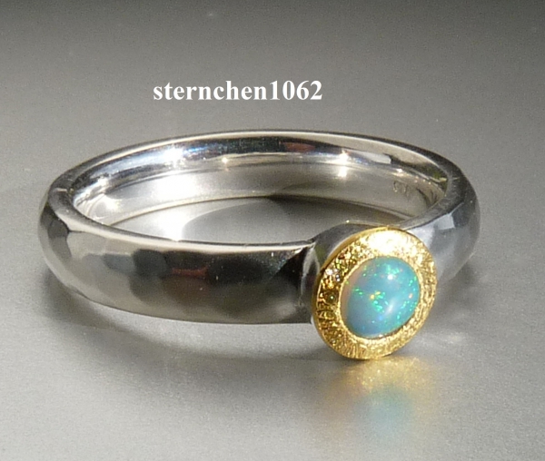 Einzelstück * Ring * 925 Silber * 24 ct Gold * Opal