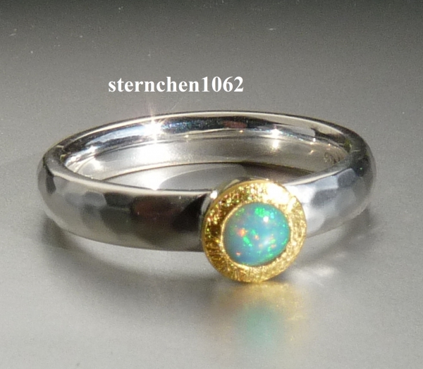 Single piece * Ring * 925 Silver * 24 ct Gold * Opal