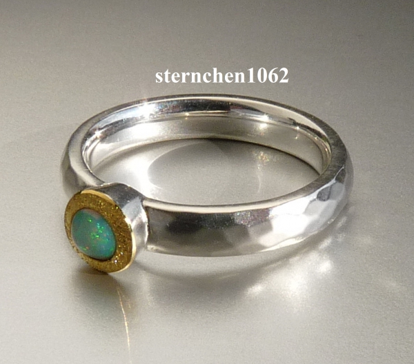 Einzelstück * Ring * 925 Silber * 24 ct Gold * Opal