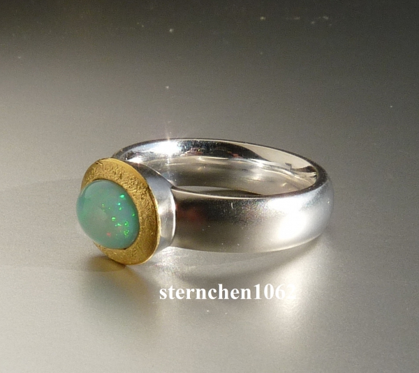Single piece * Ring * 925 silver * 24 ct gold * opal