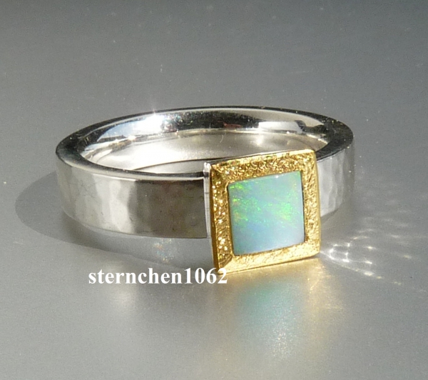 Unique * Ring * 925 Silver * 24 ct Gold * Opal