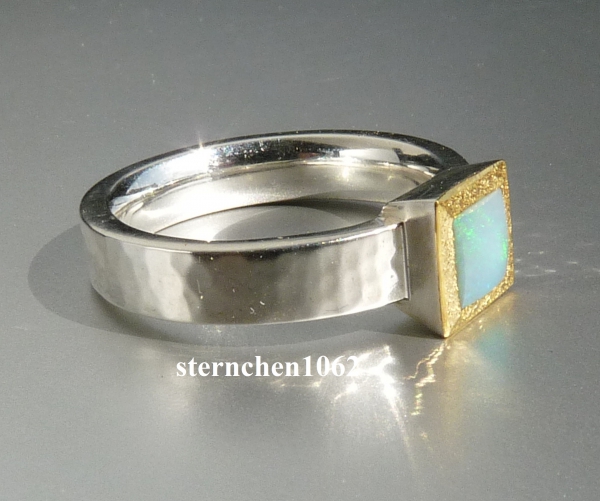 Unique * Ring * 925 Silver * 24 ct Gold * Opal