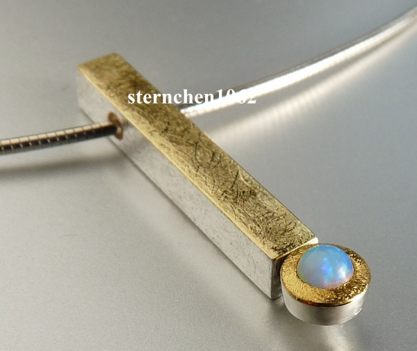 Necklace with Opal * 925 Silver * 750 Gold *