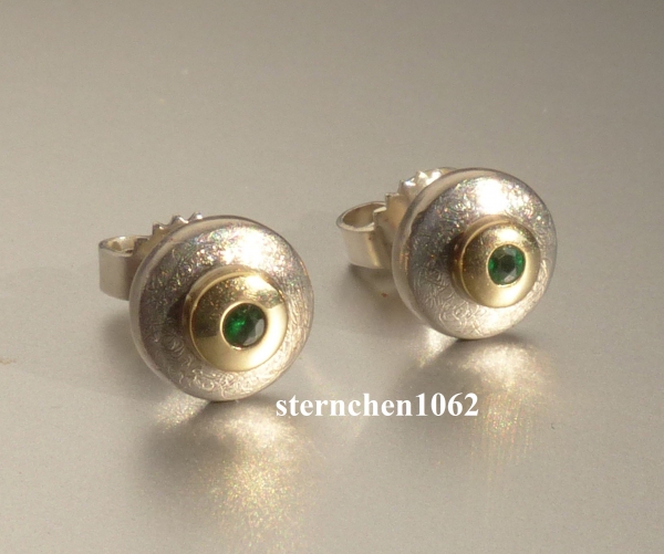 Earring * 925 Silver * 750 Gold * Emerald