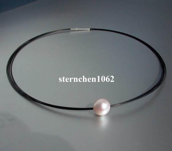 Collier * Halsreif * mit Süsswasserperle * Stahl