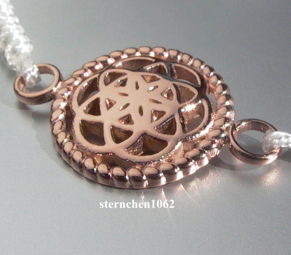 Traumfänger - Armband * Stahl rose Ionenplattiert * Textil weiß * Blume * 2,0 cm