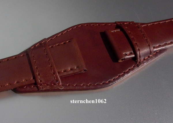 Eulit * Leather watch strap * band with leather underlay * dark brown * 16 mm