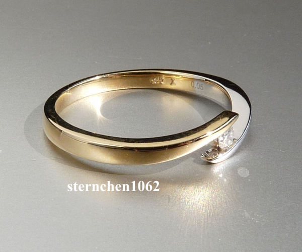 Solitär-Ring * Ring * 585 Weißgold * 585 Gelbgold * Diamant