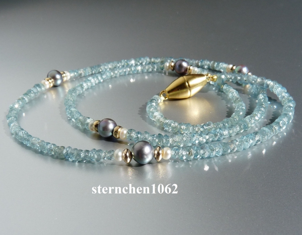 Gemstone Necklaces * Zircon * Pearls * 925 Silvere * 585 Gold