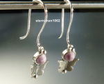 Trollbeads * Schmetterlingskuss Ohrhaken Einhänger mit Purple Jade Set *