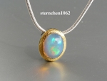Einzelstück * Halskette mit Opal-Anhänger * 925 Silber * 24 ct Gold